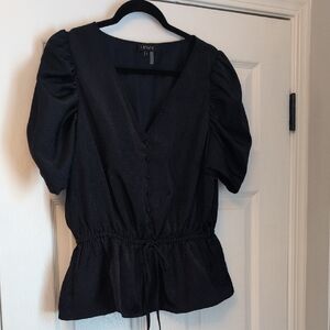 1. State Elegant Blue Gathered Blouse